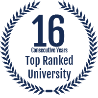 16 Consecutive Years Top Ranked University badge