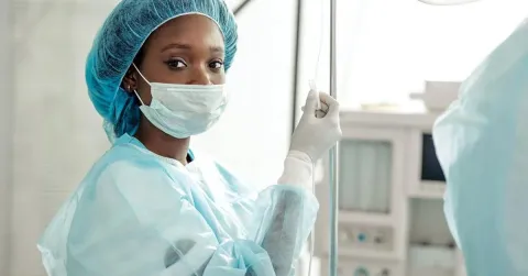 COVID-19 nurse wearing mask